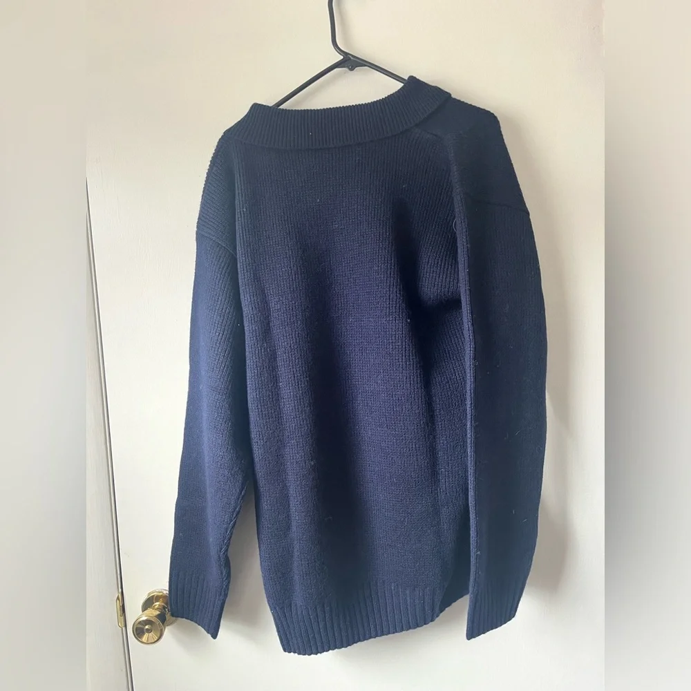 Thomas Cook Clothing Co. Men’s 1/4 Button Placket Wool Pullover Sweater Blue XL - Picture 2 of 5